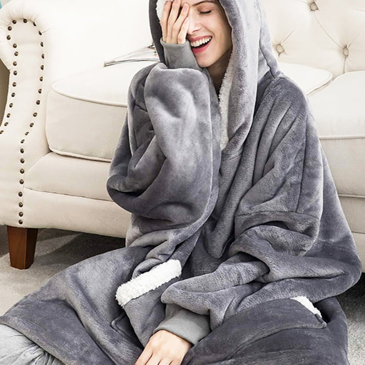 Hooded Winter Soft Plush Fleece Sofa Blanket